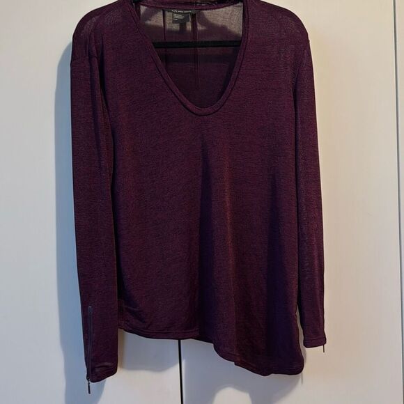 Armani exchange burgundy asymmetrical long sleeve top size large women’s - Picture 1 of 9